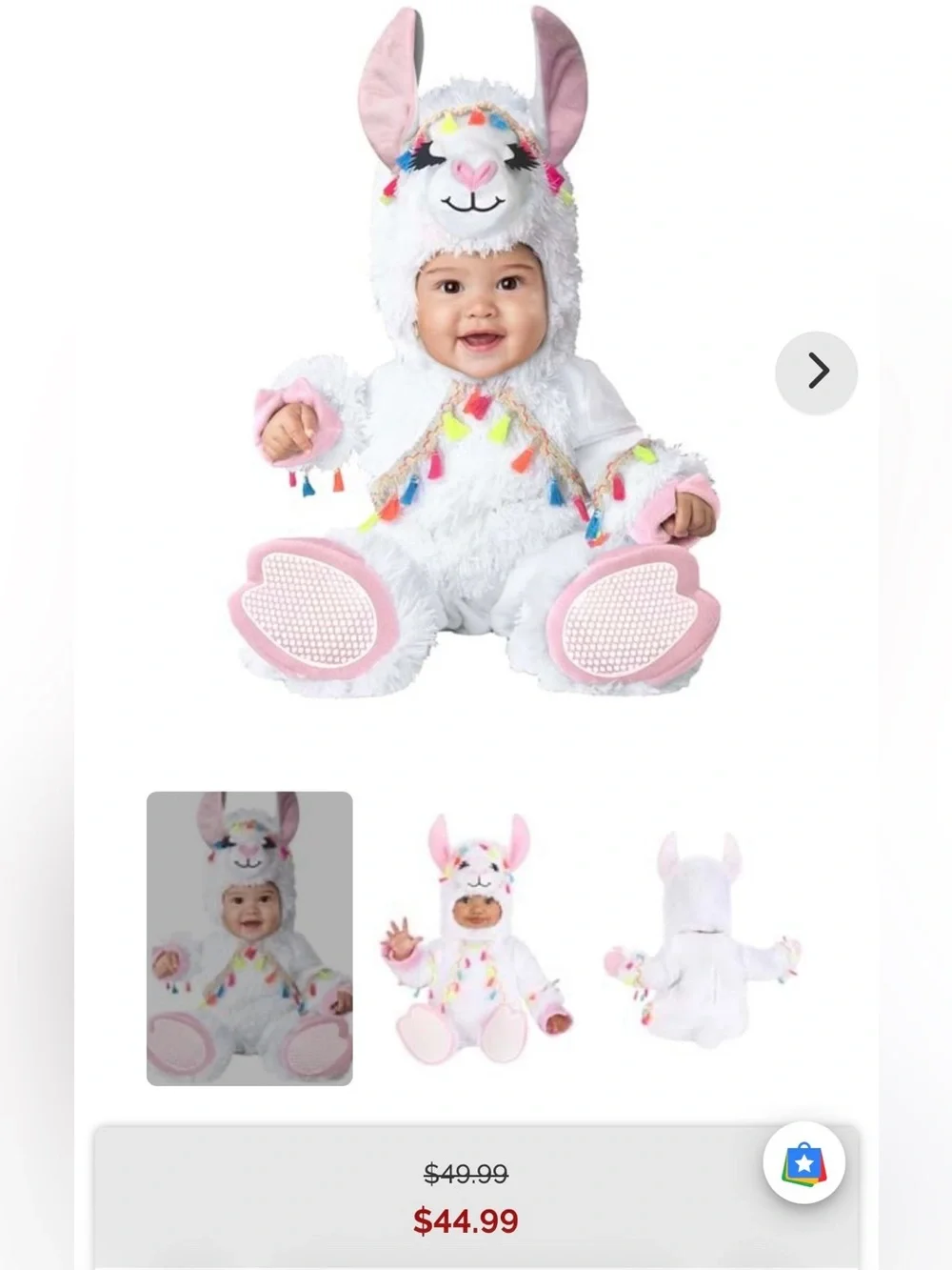Incharacter Lil' Lama Baby Costume - White with Pink Accents